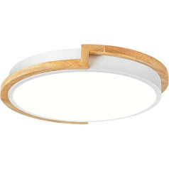 Vikaey balta griestu lampa 30 cm, 24 W, ar koka apgaismojumu guļamistabai, viesistabai, virtuvei, gaitenim, ēdamistabai, 4000 K