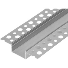 Алюминиевый профиль для 2 светодиодных лент, 2000 x 57,89 x 9,8 мм, встраиваемый в гипсокартон, серебристый