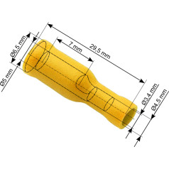 43-051# Izolēta kontaktligzda 5,0/24,5 mm dzeltena