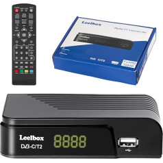 Kabelinis imtuvas DVB-C/DVB-T2 skaitmeninis antžeminis dekoderis, kombinuotas (HD1080p/H.264, MPEG-2, HDTV, SCART, USB 2.0, PVR) FullHD TV kabelinis imtuvas su nuotolinio valdymo pultu ir kabeliu