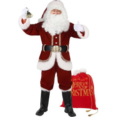 Ahititi Santa Claus Costume for Men Deluxe Professional Santa Suit for Adults 11 Pieces Red Men's Outfit Christmas Claus Suites for Adults