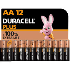 Duracell Plus AA Mignon sārmu baterijas, 1,5 V LR6 MN1500, 12 gab. iepakojumā