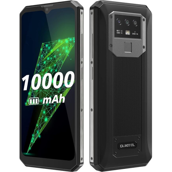 OUKITEL 10000 mAh akumulatora viedtālrunis bez līguma K15 Plus, 18 W ātrā uzlāde + uzlāde, 3 GB + 32 GB, 13 MP trīskāršā kamera, Android 10 Dual SIM mobilais tālrunis, 6,52 collas HD+, pirkstu nospiedumu sejas noteikšana