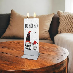 CULT at home Decorative 2-Bulb Flat Candle - Candles Gift Christmas - Beautiful Candles for Living Room Modern - Candle Christmas Motif Gnome Lettering Decoration Ho Ho Ho - Height 15 cm