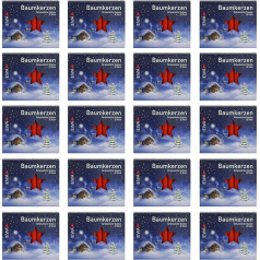 Pack of 20 Christmas Tree Candles, Christmas Tree Candles, Pyramid Candles Approx. 13 x 105 mm Red