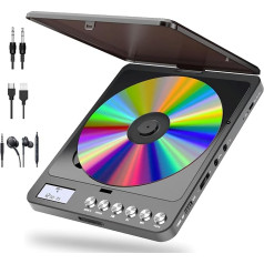 Pārnēsājams CD atskaņotājs ar austiņām, uzlādējams kompaktdisku atskaņotājs, iebūvēts skaļrunis ar 2000mAh litija akumulatoru, triecienizturīgs ar LCD displeju pieaugušajiem, studentiem, bērniem