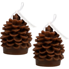 Pack of 2 Christmas Candles, 8 x 6.5 cm, Realistic Cute Pine Cone Candles, Christmas Candle Decorations, Gift for Christmas Party, Wedding, Home, Holiday (Brown)