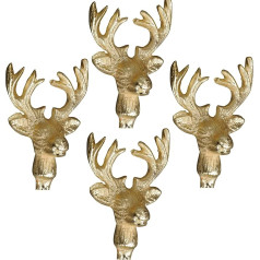 POMMERNTRAUM ® Set of 4 Candle Pin Candle Plug Decoration Deer Stag Head Hunting Motif (Set of 4 Gold)