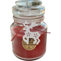 Weihnachtliche Duftkerze mit Apfel- und Zimtduft in eleganter wiederverwendbarer Glasverpackung, Weihnachtskerze, lange Brenndauer.