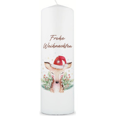 GRAVURZEILE Printed Christmas Candle - Deer - Table Decoration for Christmas - Gift for Christmas for Him and Her - High Quality Pillar Candle 250/80 mm - Colour: Large Candle