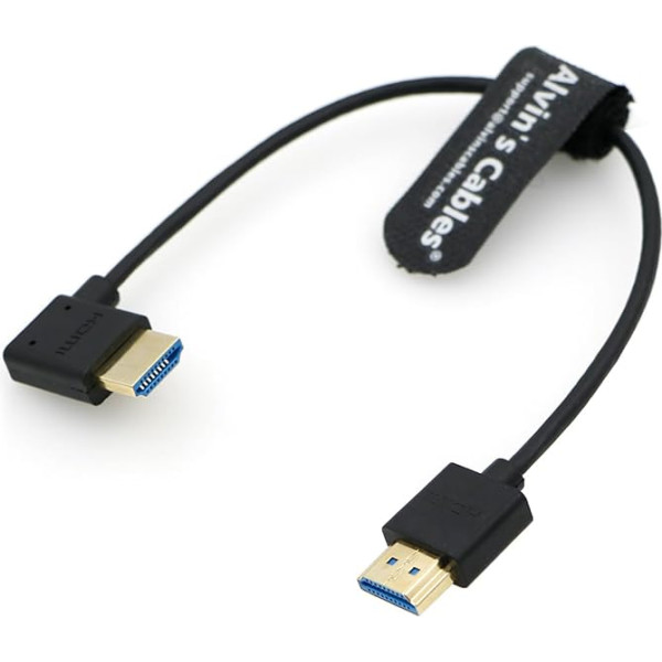 Alvin's Cables Ultra HD 8K HDMI 2.1 kabelis HDMI taisns HDMI uz HDMI taisnā leņķī, kas piemērots Atomos Ninja V monitoram, Z CAM E2, Sony FS5| FS7| A7S3 kamerām 10 collas