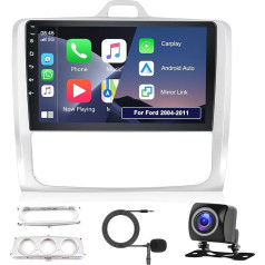 2GB 32GB Android auto radio priekš Ford Focus 2004-2011 Radio Carplay Android auto spoguļsaite, 9 collu skārienjūtīgais ekrāns GPS navigācija Bluetooth WiFi WiFi FM RDS HiFi SWC, atpakaļgaitas kamera Radio 2 DIN priekš Ford Focus
