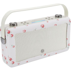 Cath Kidston Hepburn Voice ir Bluetooth viedais skaļrunis, kas savienots ar Amazon Alexa, ar VQ pārnēsājamo radio ar 6600mAh uzlādējamu akumulatoru un modinātāja funkciju - rozā izkaisīts