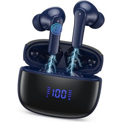 Bluetooth austiņas, bezvadu Bluetooth 5.3 In-Ear austiņas ar 4 ENC trokšņu slāpēšanas mikrofonu, bezvadu austiņas Deep Bass Wireless Earbuds 50 Hours, IP7 ūdensnecaurlaidīgas austiņas, LED displejs, zils