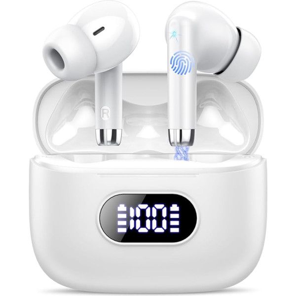 Bluetooth austiņas, bezvadu Bluetooth 5.3 In-Ear austiņas Bluetooth ar 4 ENC trokšņu slāpēšanas mikrofonu, bezvadu austiņas 50H Earbuds Deep Bass, LED displejs, IP7 ūdensizturīgas austiņas