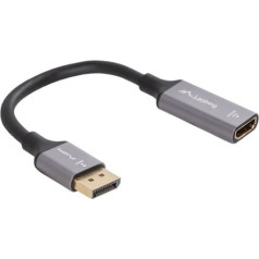 Displayport(m)- hdmi(f)4k adapteris uz 20 cm kabeļa sudraba krāsā