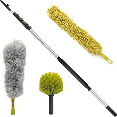 DocaPole Microfibre Duster with Extension Pole - 6-24 ft Up to 20 ft Extendable Dusters - House Cleaning Kit for High Ceilings & Long Reach Ceiling Fan Cleaning Tool, Cobweb & Wall Dust Remover