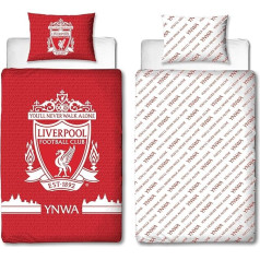 Rakstzīmju pasaule Liverpool FC Oficiālais vienkrāsains dizains Reversible 2 Sided Football Bedding Set Oficiāls licencēts produkts Ietver atbilstošu spilvena pārvalku