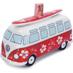 BRISA VW Collection - Volkswagen Piggy Box с доской для серфинга в дизайне T1 Bulli Bus Samba (Flower Power/Red)