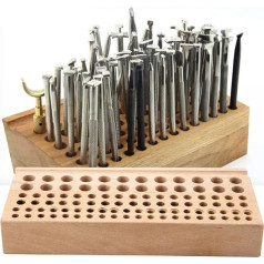 98 caurumi Ādas amatniecības rīku turētājs Glezniecības rīks ādas amatniecībai Deluxe koka statīvs Punch Tool Stand Koka uzglabāšanas kastes organizators