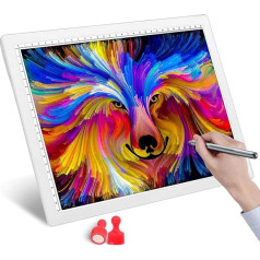 Uzlādējams LED A4 gaismas A4 galda grafiskais planšetdators ar 5 līmeņiem, kas ļauj aptumšot spilgtumu, zīmēšanai (balts)