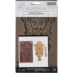 Redesign С Prima Redesign Decor Moulds-Golden Emblem 5 x 8 x 8 mm Crafting Resin Molds for Air Dry Clay DIY Projects Funiture Dresser, Chocolate, Cake, Candy, Backery, Soap, Polymer Clay, Hot Glue