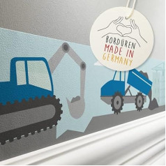 skaista etiķete robeža pašlīmējoša BAUSTELLE BLAU - sienas robeža bērnistabas bērnu istaba ar ekskavatoru - sienas tetovējums guļamistaba zēns - sienas apdare bērnu bērniem