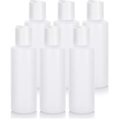 JUVITUS Caurspīdīga, dabīga, atkārtoti uzpildāma plastmasas izspiežamā pudele ar baltu disku vāciņu, 118 ml, 6 gab.