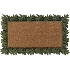 Relaxdays Paklājs Leaves 45 x 75 cm Gumijas un kokosriekstu neslīdošs durvju paklājs iekštelpās un ārpus telpām Zaļš / Dabīgs