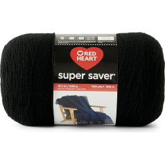 Red Heart Super Saver 1000g Black dzija - 1 iepakojums 998g - 100% akrils - #4 Worsted (Medium) - 1860 jards adīšanai, tamborēšanai, amatniecībai un amigurumi