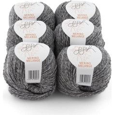 ggh Merino melanžo dėžutė - 6 x 50 g (iš viso 300 g) - Merino vilna mezgimui ir nėrimui, 004 spalva - šviesiai pilka su dėmėmis