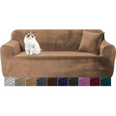 Yeahmart bieza dīvāna pārvalki, 1/2/3/4 sēdvietu tīrtoņa krāsas dīvāna aizsargs Velvet Easy Fit elastīga elastīga auduma stiepuma dīvāna pārvalks (haki, 1 sēdvieta, 90-140 cm)