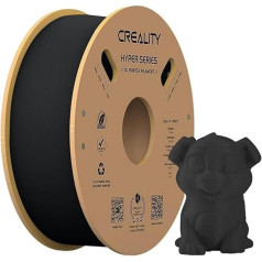 Oficiālais Creality ātrgaitas PLA filaments 1,75 mm, Hyper 30-600 mm/s 3D printeru filaments PLA, 1 kg (2,2 lbs) spole, melns PLA, izmēru precizitāte +/-0,02 mm, piemērots vairumam FDM 3D printeru