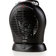 Domo DO7324F Black Electric Space Heaters (Ventilatora elektriskais sildītājs, iekštelpu, gaitenis, rotējošais, 2000 W), Ventilatora sildītājs, svārstveida, Elektriskais ventilatora sildītājs, svārstveida