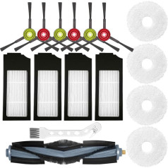 QAQGEAR piederumi Ecovacs Deebot X1 Omni X1 Turbo putekļsūcēju robotu rezerves daļas 6 sānu birstes + 4 HEPA filtri + 1 galvenā birste + 4 salvetes + tīrīšanas birste (15 gab.)