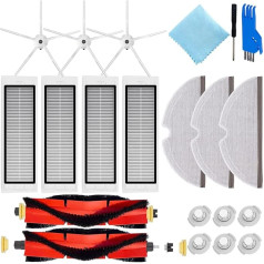 QAQGEAR Piederumi un rezerves daļas priekš Xiaomi Roborock S5 E25 E25 E35 E4 S4 Max S5 MAX S5 MAX S6 S6 Pure/Maxv S60 S65 S50 putekļsūcējs, 2 veltņu birstes, 4 filtri, 3 salvetes, 3 sānu birstes (188) Gabali)