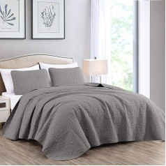 Chezmoi Collection Austin 3-piece Oversized Bedspread Coverlet Set (Queen, Gray)