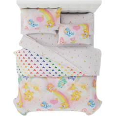 Franco Collectibles Care Bears Classic Retro Rainbow gultasveļa 7 gab., īpaši mīksts segas un palagu komplekts ar spilvena pārvalku (100% oficiāli licencēts)