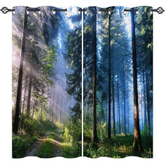 ANHOPE Nature Forest Jungle Tree aizkari ar cilpām Necaurspīdīgi aizkari Blackout aizkari Thermal Curtain Soft Guļamistaba Dzīvojamā istaba Blackout aizkari Komplekts no 2 H 138 x W 117 cm