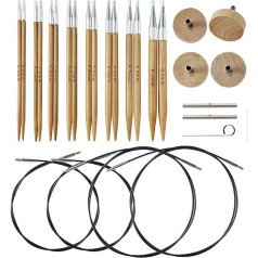 Adāmadatu komplekts adīšanai, gluda bambusa adatu komplekts, nomaināmas tunisiešu adatas džemperiem, komplekts ar futrālīti un piederumiem, 8 pāri adāmadatu, izmēri no 3,5 mm līdz 8 mm