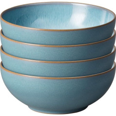 Denby 123048927 Azure Haze Coupe Cereal Bowl Set, māla trauku komplekts, akmeņkeramikas, lazurē zils