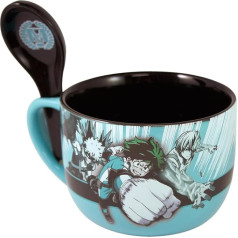 Keramiskais rīsu bļodiņš ar karoti ar Deku, Bakugo un Todoroki (My Hero Academia 20oz Bowl) (My Hero Academia 20oz Bowl)