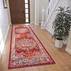 Hanse Home Maderno Oriental Rug - Runner Oriental Classic Densely Woven with Ornaments Vintage Look Soft Short Pile for Bedroom, Dining Room, Living Room, Hallway - Red, 80 x 240 cm