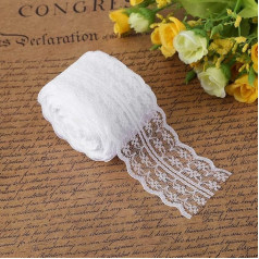 10 jardi amatniecības mežģīņu lentes ruļļa mežģīņu lentes lentes lentes lentes kāzu ballītei, dekorēšanai, mājas rotāšanai, DIY amatniecība (balta)