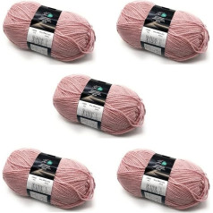 5 x 100 g bumbiņas Rozā Cygnet dubultā adīšanas vilna - Vintage Rose