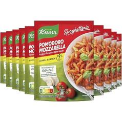 Knorr Spaghetteria Makaronu gatavais ēdiens Pomodoro Mozzarella Gardais makaronu ēdiens, gatavs 7 minūtēs 163 g 10 gab. iepakojums