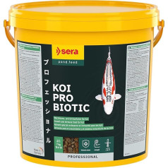 'sera KOI ALL SEASONS Probiotic Koi zivis no 15 cm) Pateicoties jaunākajai speciālajai oderei ar probiotikām (t.i., ar apstiprinātu zarnu floras stabilizatoru Bacillus Subtilis), Koi zivis ir labi sabalansētas, reti sastopamas, un ūdens ir noslogots