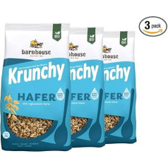 Barnhouse Krunchy Oats alternatīvi saldināts, Bavārijas auzu drupatas, saldināts tikai ar rīsu sīrupu, 3 x 375 g