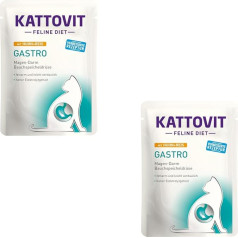 Kattovit Gastro Chicken & Rice | Double Pack | 2 x 24 x 85 g | Pilnvērtīga diētiskā barība pieaugušiem kaķiem | Kompensē gremošanas problēmas | Maz tauku un viegli sagremojams