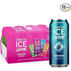 Набор Sparkling Ice + кофеин ассорти, газированная вода со вкусом, без сахара, с витаминами и антиоксидантами, 473 мл, 12 штук (Цитрусовый твист, Черна